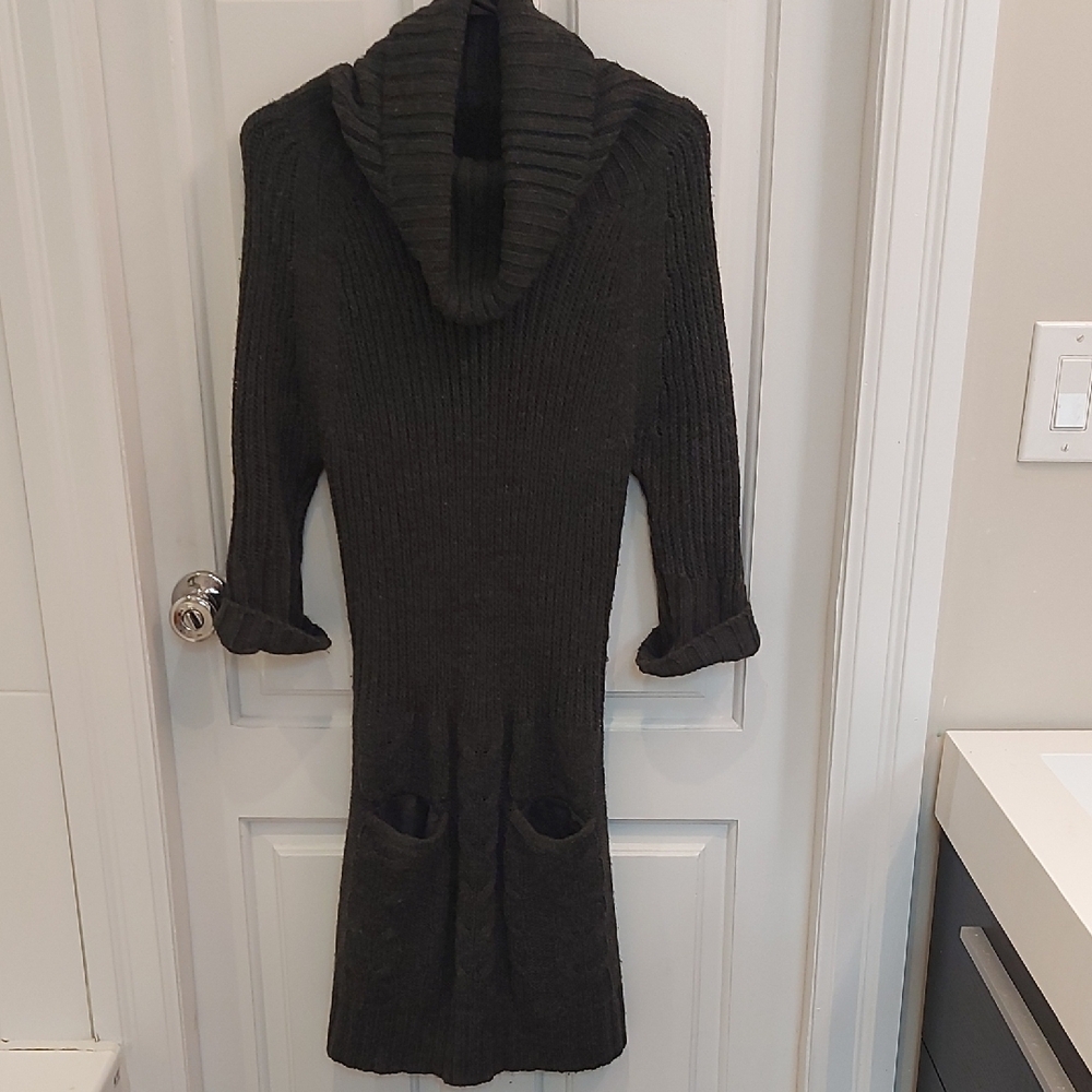 Black Cowl Neck Sweater with Three-Quarter Sleeves